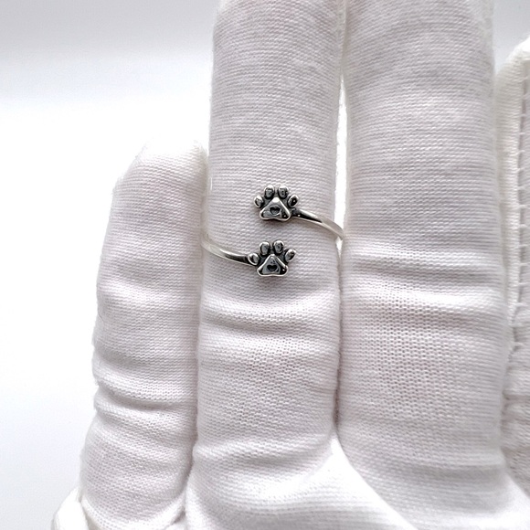 .925 Sterling Silver Adjustable Paw Ring - Picture 6 of 12